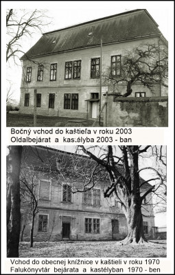 bočný vchod do kaštieľa 2003 vchod do obecnej knižnice 1970.jpg